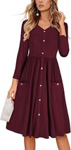 Women&#39;s 3/4 Sleeve Casual Button Detail Midi Dress w/ Pockets Size XXL B... - £11.86 GBP