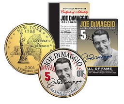 JOE DiMAGGIO * Hall of Fame * Legends Colorized NY Quarter 24K Gold Plated Coin - £6.39 GBP