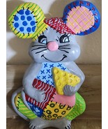 Vintage Chalkware  Plaster Mouse W/ Cheese Wall Plaque Handpainted Patch... - £14.15 GBP