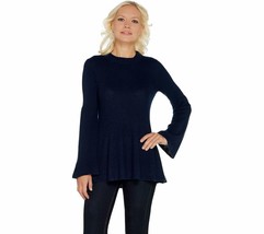 Laurie Felt Cashmere Blend Sweater with Bell Sleeves navy Medium M - £7.47 GBP