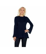 Laurie Felt Cashmere Blend Sweater with Bell Sleeves navy Medium M - £7.46 GBP