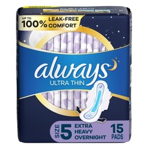 Always, Ultra Thin Pads for Women, Size 5, Extra Heavy Overnight Absorbe... - £8.99 GBP