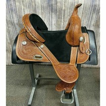 TreeLess Saddle with Floral Tooling and Arrow Border and Daisy Border, 1... - £370.39 GBP