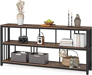3-Tier Console Table, 70.8 Inches Sofa Table For Living Room, Rustic Brown - $346.99