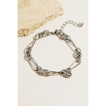 Mixed Rectangle Chain Link Bracelet Silver - $295.79 MXN