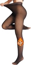 Women Fleece Lined Tights,Fishnets Patterned Fake Translucent Warm High (Size:M) - £13.18 GBP