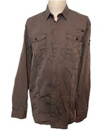 NWT Men&#39;s Matinique Wess Long Sleeve Shirt Black/Tan Striped XXL - $352.48 MXN