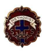 Vintage Methodist Pin Back Button Cross And Crown Religion Vintage E81A - $379.94 MXN