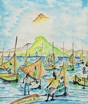 Signed Frantz Charles Haitian Seascape Watercolor Haiti Art Framed Painting - $148.49