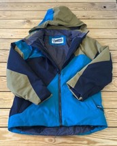 Spyder Boy’s Full zip Hooded Snow Jacket coat size 16 Blue olive Black M10 - $48.41