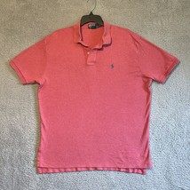 Ralph Lauren Polo Shirt Adult Large Red Blue Pony Rugby Mens - $12.62
