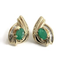 Authenticity Guarantee 
Vintage Oval Green Emerald Diamond Drop Earrings 10K ... - £797.94 GBP