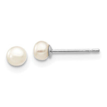 14k Gold 3-4mm White Button Freshwater Cultured Pearl Stud Post Earrings XW30BW - $67.84