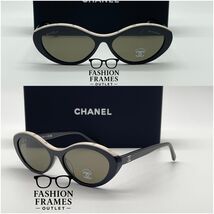CHANEL 5416 Black Beige Oval Sunglasses–Acetate Frame – Brand New 100% A... - $279.30