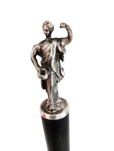 STERLING silver WALKING CANE round wood stick &amp; handle with roman statue... - £99.68 GBP