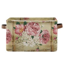 Vintage Shabby Chic Pink Rose Floral Foldable Storage Box Storage Basket Organiz - £30.83 GBP