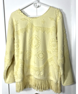 Cherie Houston Hand Made Chenille Tasseled Yellow Shirt Size Medium - $27.72
