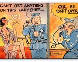Comic Risque Cops Can&#39;t Get Anything on This Lady UNP Linen Postcard G19 - £3.84 GBP