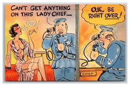 Comic Risque Cops Can&#39;t Get Anything on This Lady UNP Linen Postcard G19 - £3.83 GBP