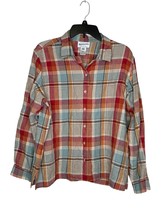 Pendleton Women&#39;s Shirt Plaid Button-Up Long Sleeve Button Front Orange/Red XL - £14.86 GBP