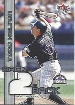 2003 Ultra Back To Back Memorabilia Todd Helton Rockies 485/500 - £4.48 GBP