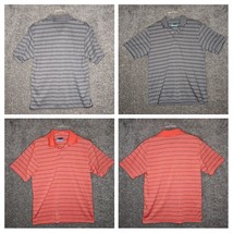 PGA Tour Shirts Men Medium Gray Pink Striped Athletic Active LOT OF 2 Go... - $18.89