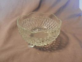 Vintage Glass Footed Candy Dish Diamond Pattern Scalloped Edges (M - $40.00