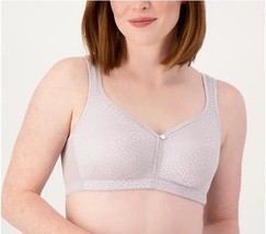 Breezies Wirefree Diamond Shimmer Unlined Support Bra (Pearl Grey, 36D) A561421 - $14.71