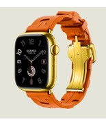 24K Gold Apple Watch SERIES 9 HERMES 45mm Orange KILIM HERMES Band CUSTOM - $46,446.39 MXN