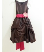NEW-Made in USA, Party Dress, Size:4, Color: Dark Brown With Red Sash - $20.40 CAD