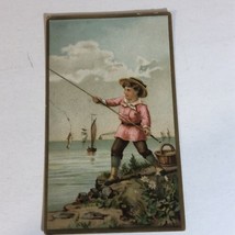 Young Kid Fishing Victorian Trade Card VTC 7 - $5.93