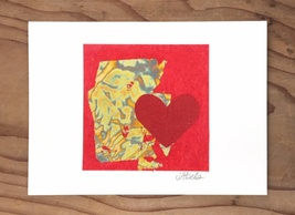 Red Heart with Marbled Gold Foil Collage No.1 Greeting Card - £7.86 GBP