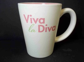 Hallmark stoneware coffee mug VIVA la DIVA! Pink green white Pink inside 10 oz - £6.64 GBP