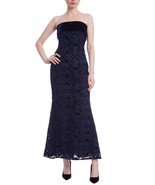 Badgley Mischka Lace Velvet Mixed Media Popover Strapless Midi Bodice Dress - $349.99