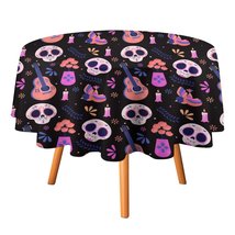 Floral Sugar Skull Tablecloth Round Kitchen Dining for Table Cover Decor Home - £12.77 GBP+