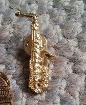 Gold Tone Saxophone Sax Tie Tac Lapel Pin Musical Pinback - $8.99