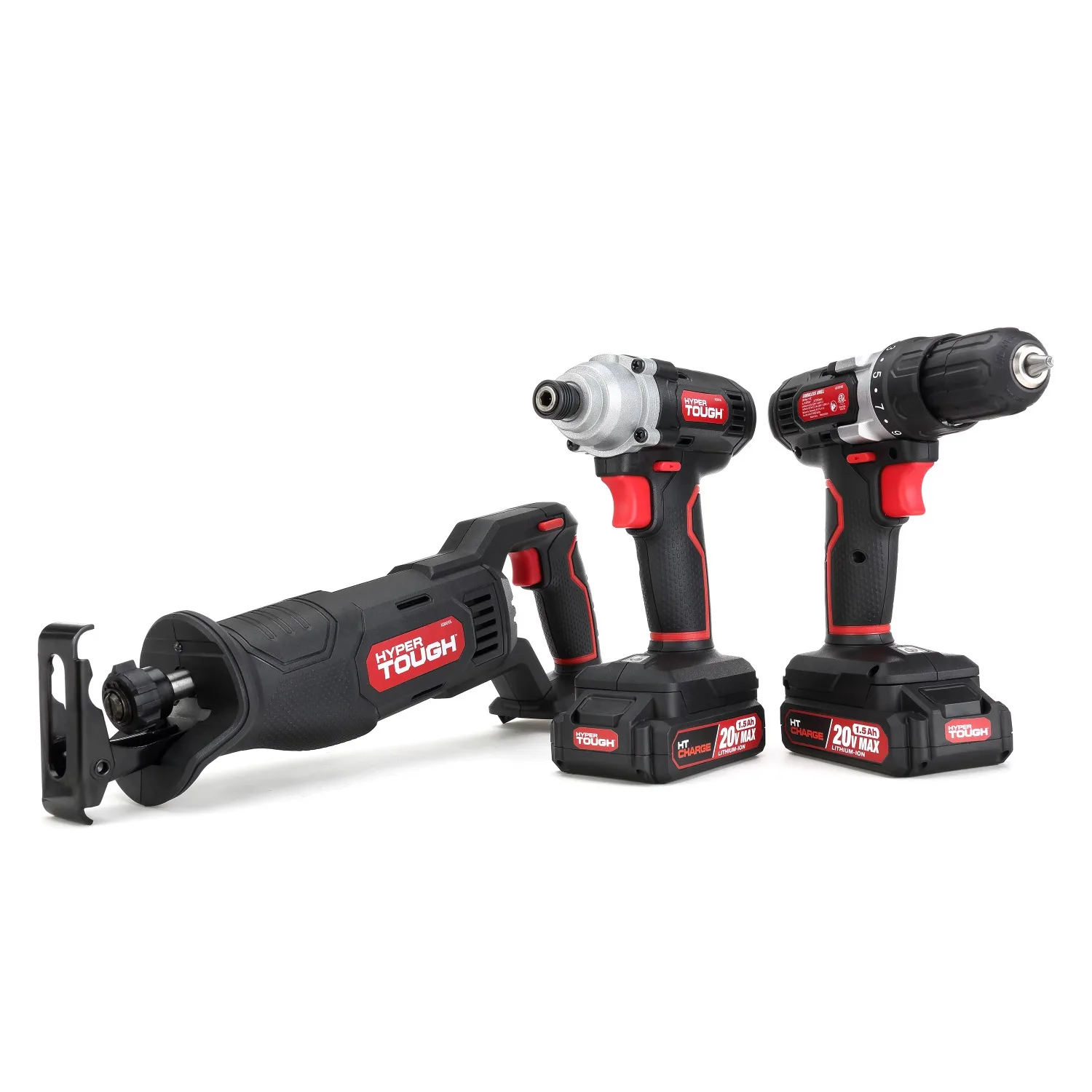 Hyper Tough 3 Tool Piece Set 20V Max Cordless Combo Kit w/ 3/8 in Drill, 1/4 inc - £142.04 GBP