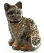Melissa &amp; Doug Handcrafted Ceramic Cat Figurine 3” Brown Glazed Kitty Sc... - $21.80 CAD