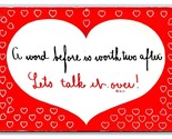Motto Romance A Word Before Worth Two After Talk it Over UNP DB Postcard... - £3.07 GBP