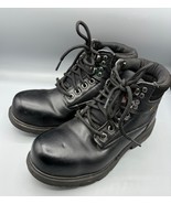 Brahma Mens Steel Toe Work Boots Size 6.5 W Black Leather Safety - $19.68