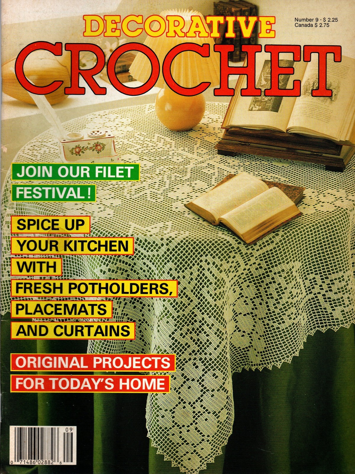 Decorative Crochet Vintage Magazine No. 9 Kitchen Potholders Placemats Curtains
