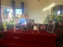 B&amp;W CREEPY GIRL IN DRESS BENDING OVER 3.5 x 5 Photo w/ VINTAGE GOLDEN FRAME - $23.95