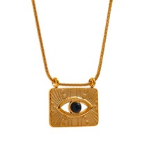 Heart charm eye pendant necklace fashion metal stainless steel trendy enamel pvd plated thumb200