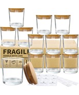 CONNOO 12Pack 10 OZ Clear Glass Candle Jars with Bamboo Lids for Making ... - $71.81 CAD