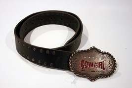 COWGIRL Silver Stars BUCKLE Studded BELT Genuine LEATHER ( 30 ) - £55.24 GBP