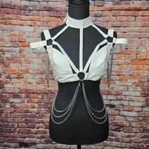 Doll skill Club Exx White Faux Leather Rave Top Size S - Cyber Y2K Festival - $100.00