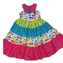 Jelly the Pug Colorful Maxi Sleeveless Twirl Dress Girls Size 5 - £26.44 GBP