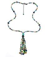 Chico&#39;s Multicolored Glass Stone Bead Long Tassel Necklace - €25,46 EUR
