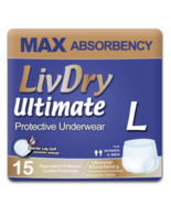 3 x LivDry Ultimate Adult Underwear Large Max Absorbency 15pk Fast Ship - $761.07 MXN