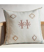 CB2 Cactus Silk White Pillow Decorative Cover 23&quot; Moroccan - $79.19